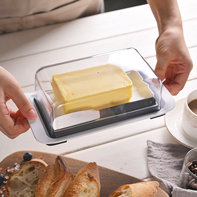 마리슈타이거 버터&amp;치즈 보관용기 버터디쉬+버터나이프+투명뚜껑세트